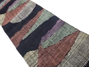 紗紬抽象模様織出し名古屋帯